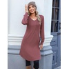 image:imageZeagoo Fall Dresses for Women Long Sleeve Casual Pleated V Neck Dress 2026 A Line Tunic DressMauve