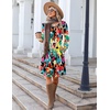 image:imageZeagoo Fall Dresses for Women Long Sleeve Casual Pleated V Neck Dress 2026 A Line Tunic DressMixed Printed