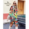 image:imageZeagoo Fall Dresses for Women Long Sleeve Casual Pleated V Neck Dress 2026 A Line Tunic DressMixed Printed