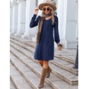 image:imageZeagoo Fall Dresses for Women Long Sleeve Casual Pleated V Neck Dress 2026 A Line Tunic DressNavy