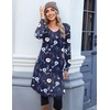 image:imageZeagoo Fall Dresses for Women Long Sleeve Casual Pleated V Neck Dress 2026 A Line Tunic DressNavy Floral
