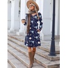 image:imageZeagoo Fall Dresses for Women Long Sleeve Casual Pleated V Neck Dress 2026 A Line Tunic DressNavy Floral
