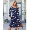 image:imageZeagoo Fall Dresses for Women Long Sleeve Casual Pleated V Neck Dress 2026 A Line Tunic DressNavy Floral