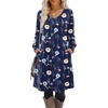image:imageZeagoo Fall Dresses for Women Long Sleeve Casual Pleated V Neck Dress 2026 A Line Tunic DressNavy Floral