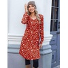 image:imageZeagoo Fall Dresses for Women Long Sleeve Casual Pleated V Neck Dress 2026 A Line Tunic DressRed Floral