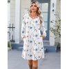 image:imageZeagoo Fall Dresses for Women Long Sleeve Casual Pleated V Neck Dress 2026 A Line Tunic DressWhite Floral