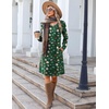 image:imageZeagoo Fall Dresses for Women Long Sleeve Casual Pleated V Neck Dress 2026 A Line Tunic DressXmas Green