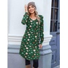 image:imageZeagoo Fall Dresses for Women Long Sleeve Casual Pleated V Neck Dress 2026 A Line Tunic DressXmas Green