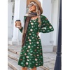 image:imageZeagoo Fall Dresses for Women Long Sleeve Casual Pleated V Neck Dress 2026 A Line Tunic DressXmas Green