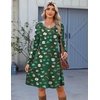 image:imageZeagoo Fall Dresses for Women Long Sleeve Casual Pleated V Neck Dress 2026 A Line Tunic DressXmas Green
