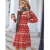 image:imageZeagoo Fall Dresses for Women Long Sleeve Casual Pleated V Neck Dress 2026 A Line Tunic DressXmas Reindeer