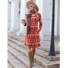 image:imageZeagoo Fall Dresses for Women Long Sleeve Casual Pleated V Neck Dress 2026 A Line Tunic DressXmas Reindeer