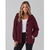 image:imageZeagoo Hoodie for Women Oversized Hooded Sweatshirt Button Hoodies With Pockets Comfy Fleece Jackets 2026 Fashion S3XLDark Red