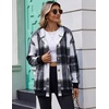 image:imageZeagoo Hoodie for Women Oversized Hooded Sweatshirt Button Hoodies With Pockets Comfy Fleece Jackets 2026 Fashion S3XLGrey Black Plaid