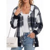 image:imageZeagoo Hoodie for Women Oversized Hooded Sweatshirt Button Hoodies With Pockets Comfy Fleece Jackets 2026 Fashion S3XLGrey Black Plaid