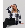image:imageZeagoo Hoodie for Women Oversized Hooded Sweatshirt Button Hoodies With Pockets Comfy Fleece Jackets 2026 Fashion S3XLGrey Black Plaid