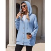 image:imageZeagoo Hoodie for Women Oversized Hooded Sweatshirt Button Hoodies With Pockets Comfy Fleece Jackets 2026 Fashion S3XLLight Blue