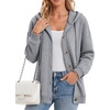 image:imageZeagoo Hoodie for Women Oversized Hooded Sweatshirt Button Hoodies With Pockets Comfy Fleece Jackets 2026 Fashion S3XLLight Gray