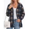 image:imageZeagoo Hoodie for Women Oversized Hooded Sweatshirt Button Hoodies With Pockets Comfy Fleece Jackets 2026 Fashion S3XLNavy Plaid