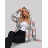 image:imageZeagoo Hoodie for Women Oversized Hooded Sweatshirt Button Hoodies With Pockets Comfy Fleece Jackets 2026 Fashion S3XLPink Plaid
