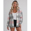image:imageZeagoo Hoodie for Women Oversized Hooded Sweatshirt Button Hoodies With Pockets Comfy Fleece Jackets 2026 Fashion S3XLPink Plaid