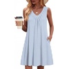 image:imageZeagoo Summer Dresses for Women 2026 Sleeveless Dress V Neck Tank Dress Pleated Floral Tshirt Sundresses with PocketsTw399