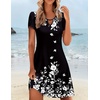 image:imageZeagoo Womens Casual ALine Dresses with Pockets Summer Floral Tshirt Dress Short Sleeve Mini Dress Flowy SundressesBlack Floral