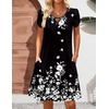 image:imageZeagoo Womens Casual ALine Dresses with Pockets Summer Floral Tshirt Dress Short Sleeve Mini Dress Flowy SundressesBlack Floral