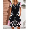 image:imageZeagoo Womens Casual ALine Dresses with Pockets Summer Floral Tshirt Dress Short Sleeve Mini Dress Flowy SundressesBlack Pink Printed