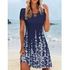 image:imageZeagoo Womens Casual ALine Dresses with Pockets Summer Floral Tshirt Dress Short Sleeve Mini Dress Flowy SundressesBlue Floralprinted