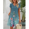 image:imageZeagoo Womens Casual ALine Dresses with Pockets Summer Floral Tshirt Dress Short Sleeve Mini Dress Flowy SundressesFloral Printed