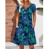 image:imageZeagoo Womens Casual ALine Dresses with Pockets Summer Floral Tshirt Dress Short Sleeve Mini Dress Flowy SundressesFloral Printed6