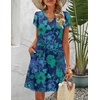 image:imageZeagoo Womens Casual ALine Dresses with Pockets Summer Floral Tshirt Dress Short Sleeve Mini Dress Flowy SundressesFloral Printed6