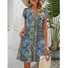 image:imageZeagoo Womens Casual ALine Dresses with Pockets Summer Floral Tshirt Dress Short Sleeve Mini Dress Flowy SundressesPrinted1