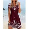 image:imageZeagoo Womens Casual ALine Dresses with Pockets Summer Floral Tshirt Dress Short Sleeve Mini Dress Flowy SundressesRed Floral8