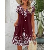 image:imageZeagoo Womens Casual ALine Dresses with Pockets Summer Floral Tshirt Dress Short Sleeve Mini Dress Flowy SundressesRed Floral8