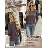 image:imageZeagoo Womens Casual Shirts Long Sleeve Tops Soft Crewneck Tshirts Basic Tee Business Workout Outfit 2026 Fall ClothesBrown