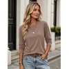 image:imageZeagoo Womens Casual Shirts Long Sleeve Tops Soft Crewneck Tshirts Basic Tee Business Workout Outfit 2026 Fall ClothesKhaki