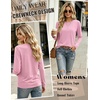 image:imageZeagoo Womens Casual Shirts Long Sleeve Tops Soft Crewneck Tshirts Basic Tee Business Workout Outfit 2026 Fall ClothesPink