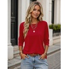 image:imageZeagoo Womens Casual Shirts Long Sleeve Tops Soft Crewneck Tshirts Basic Tee Business Workout Outfit 2026 Fall ClothesRed