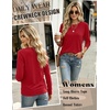 image:imageZeagoo Womens Casual Shirts Long Sleeve Tops Soft Crewneck Tshirts Basic Tee Business Workout Outfit 2026 Fall ClothesRed