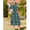 image:imageZeagoo Womens Summer Dresses 2026 Casual Midi Dress Flowy Sundress Ruffle Short Sleeve Tiered Dresses A Line Boho DressDeep Green Floral