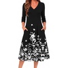 image:imageZeagoo Dresses for Women Long Sleeve Midi Dress Fall Casual A Line Dress 2026 V Neck Flare Dress with PocketsBlack Floral