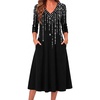 image:imageZeagoo Dresses for Women Long Sleeve Midi Dress Fall Casual A Line Dress 2026 V Neck Flare Dress with PocketsBlack White
