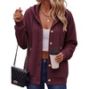 image:imageZeagoo Hoodie for Women Oversized Hooded Sweatshirt Button Hoodies With Pockets Comfy Fleece Jackets 2026 Fashion S3XLDark Red