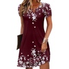 image:imageZeagoo Womens Casual ALine Dresses with Pockets Summer Floral Tshirt Dress Short Sleeve Mini Dress Flowy SundressesRed Floral8