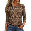 image:imageZeagoo Womens Casual Shirts Long Sleeve Tops Soft Crewneck Tshirts Basic Tee Business Workout Outfit 2026 Fall ClothesZ Leopard 136