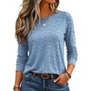 image:imageZeagoo Womens Casual Shirts Long Sleeve Tops Soft Crewneck Tshirts Basic Tee Business Workout Outfit 2026 Fall ClothesZ Stripes Blue 273