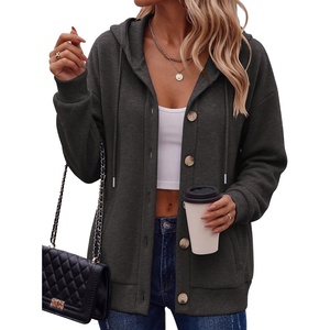 image:imageZeagoo Hoodie for Women Oversized Hooded Sweatshirt Button Hoodies With Pockets Comfy Fleece Jackets 2026 Fashion S3XLDark Gray