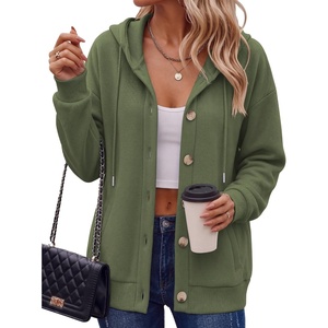 image:imageZeagoo Hoodie for Women Oversized Hooded Sweatshirt Button Hoodies With Pockets Comfy Fleece Jackets 2026 Fashion S3XLGreen